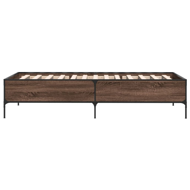 Cadru de pat, stejar maro, 90x190 cm, lemn prelucrat și metal