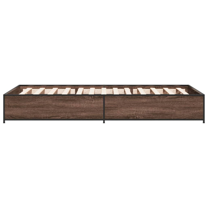 Cadru de pat, stejar maro, 75x190 cm, lemn prelucrat și metal