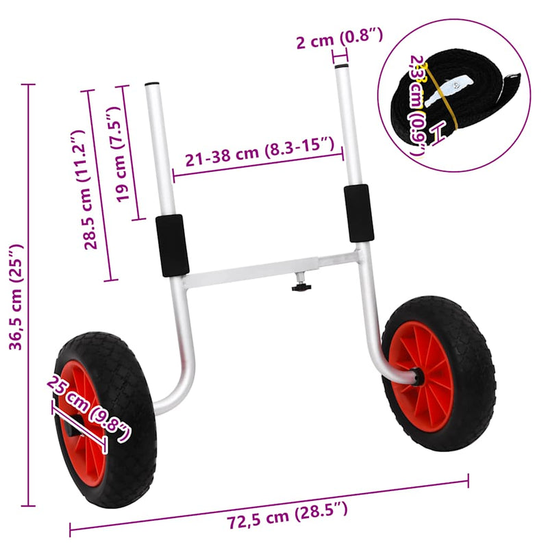 Cărucior pentru caiac, 90 kg, aluminiu