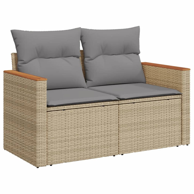 Set canapele de grădină, 5 piese, cu perne, bej, poliratan
