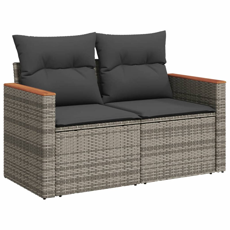 Set canapele de grădină, 9 piese, cu perne, gri, poliratan