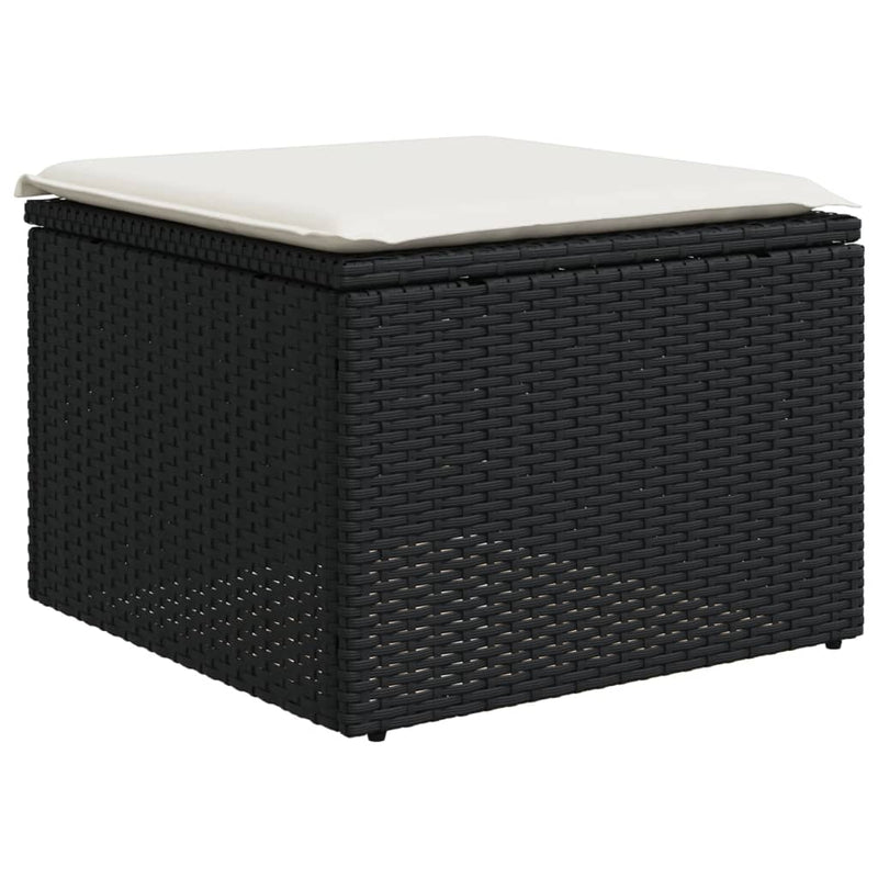 Set mobilier de grădină cu perne, 4 piese, negru, poliratan