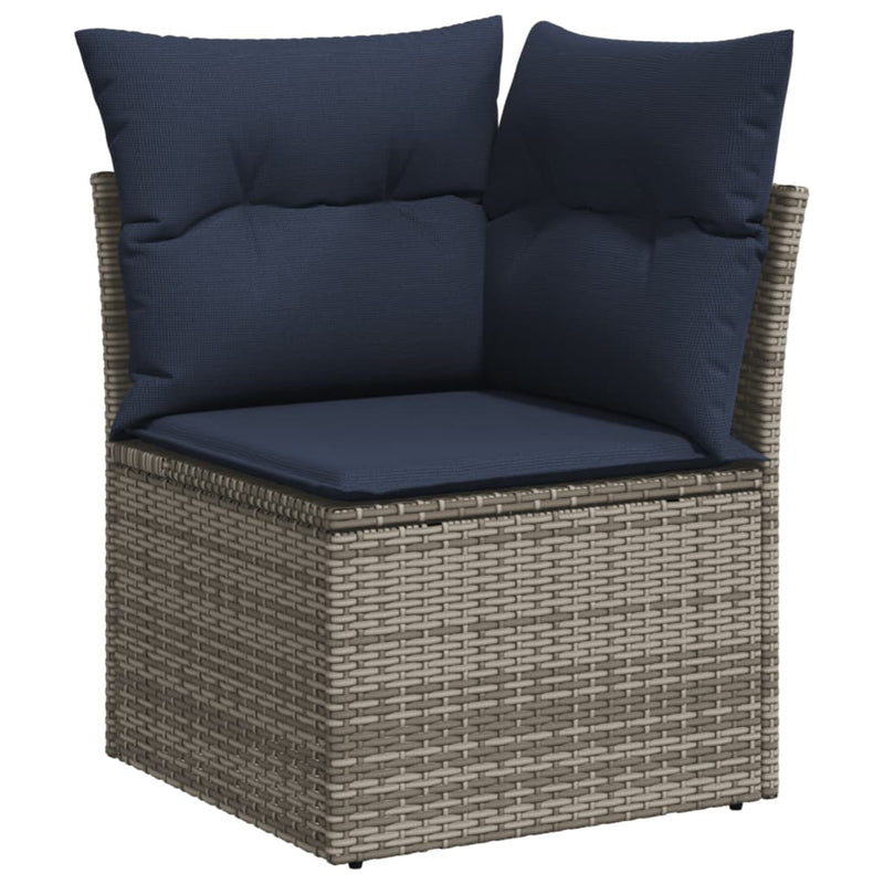 Set canapele de grădină cu 6 piese și perne, gri, poliratan