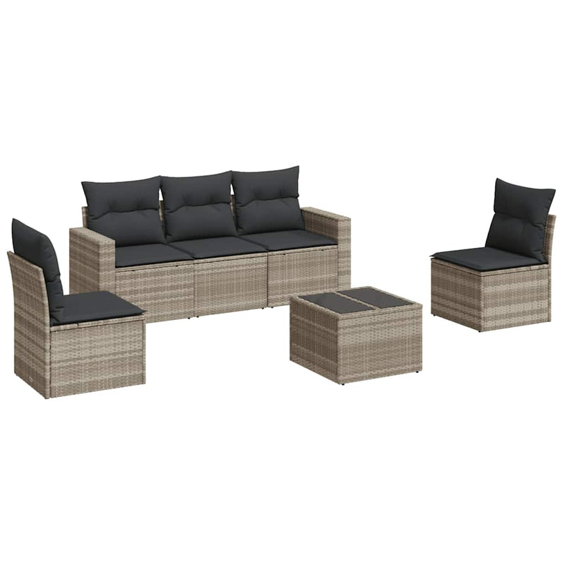 Set canapele de grădină cu perne, 6 piese gri deschis poliratan
