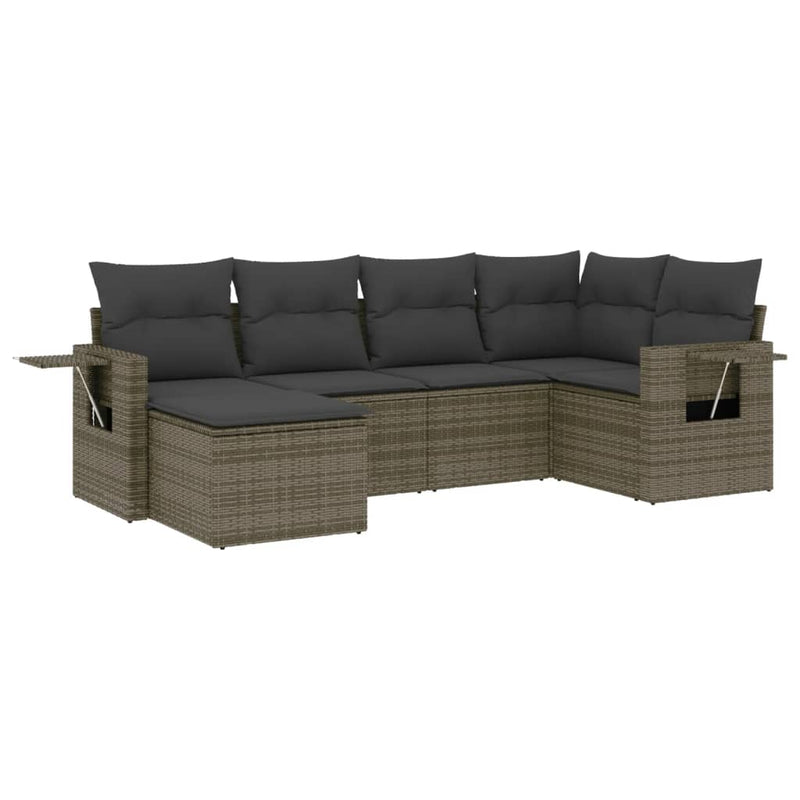 Set mobilier grădină cu perne, 6 piese, gri, poliratan