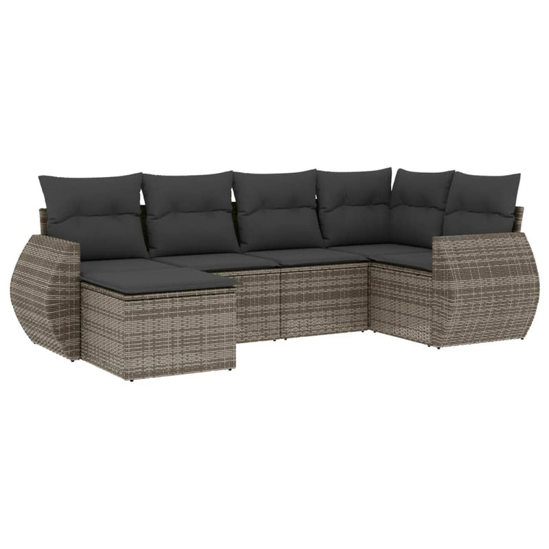 Set mobilier grădină cu perne, 6 piese, gri, poliratan