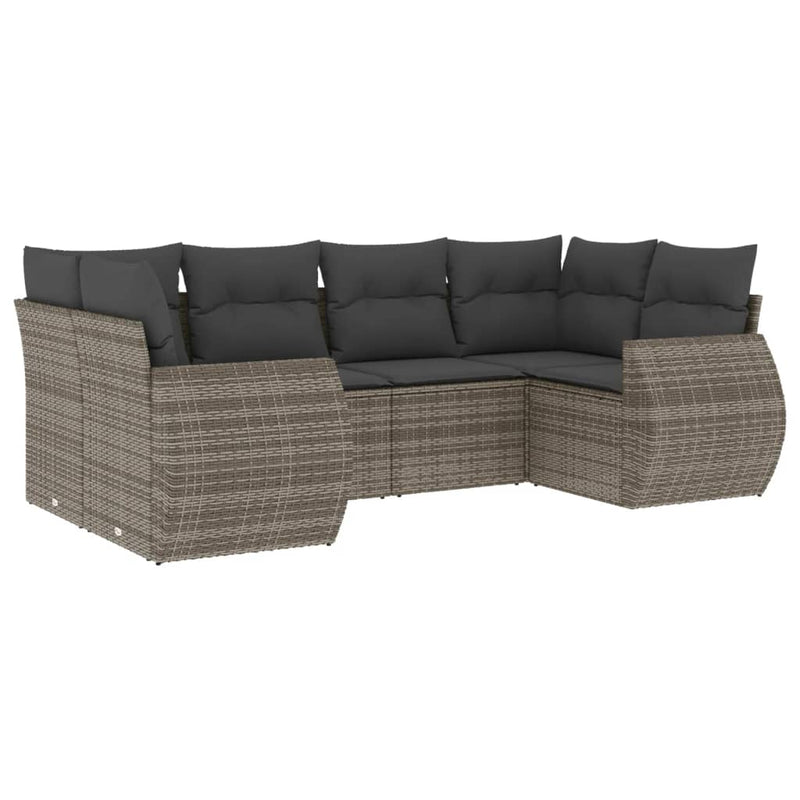Set mobilier grădină cu perne, 6 piese, gri, poliratan