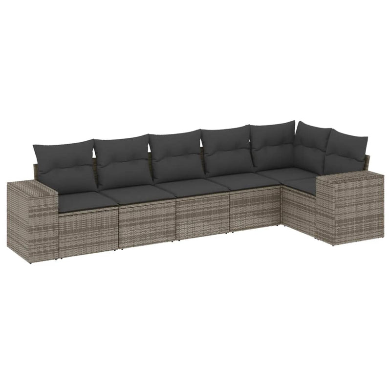 Set mobilier grădină cu perne, 6 piese, gri, poliratan
