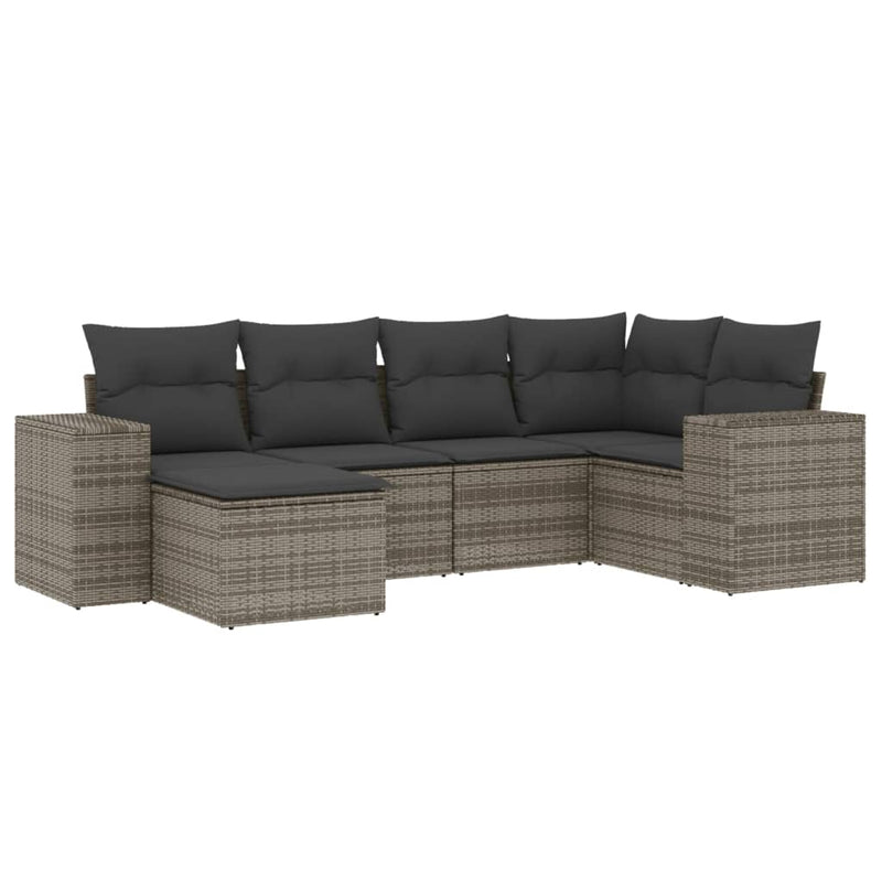 Set mobilier grădină cu perne, 6 piese, gri, poliratan