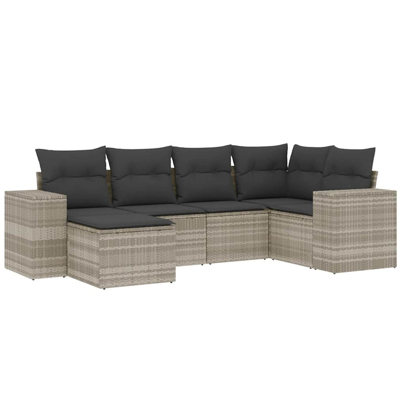 Set canapele de grădină cu perne, 6 piese gri deschis poliratan