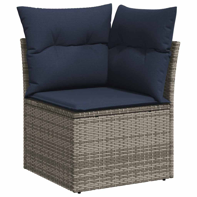 Set canapele de grădină cu perne, 7 piese, gri, poliratan