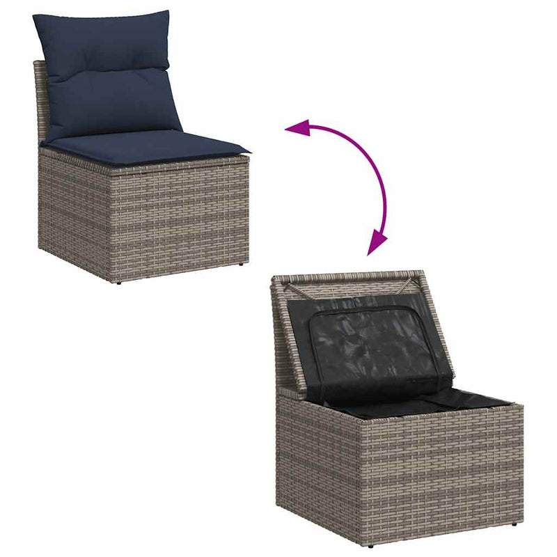 Set canapele de grădină cu perne, 7 piese, gri, poliratan