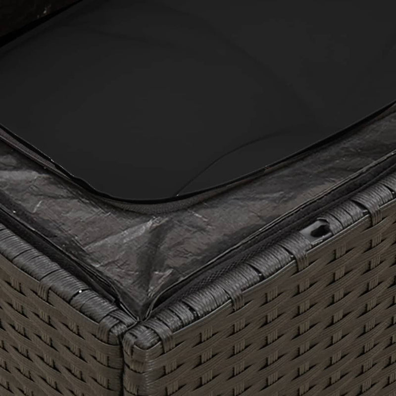 Set mobilier de grădină cu perne, 8 piese, negru, poliratan