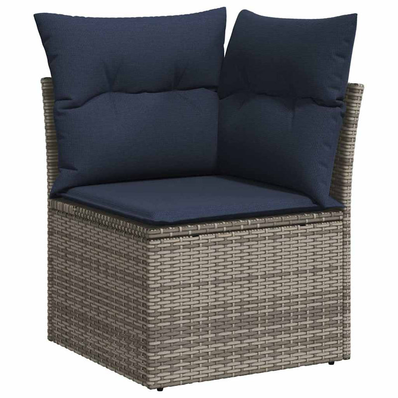Set canapele de grădină, 9 piese, cu perne, gri, poliratan