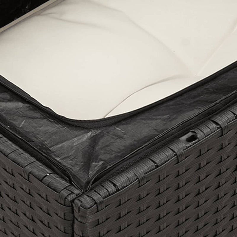 Set mobilier de grădină cu perne, 6 piese, negru, poliratan