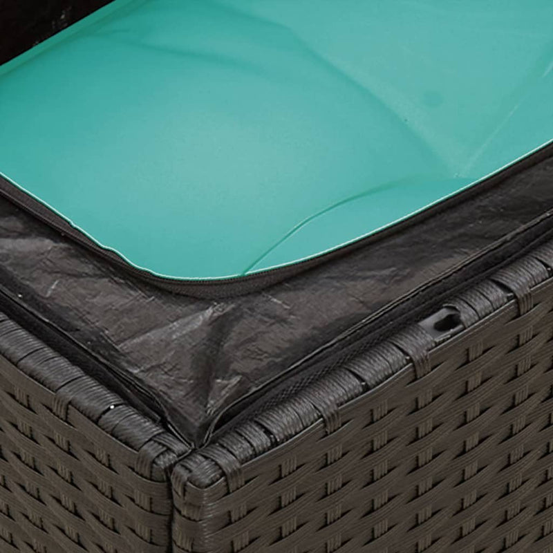 Set mobilier de grădină cu perne, 12 piese, negru, poliratan
