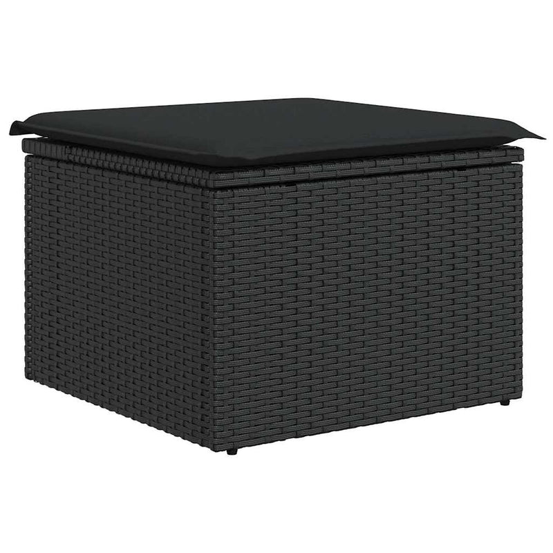 Set mobilier de grădină cu perne, 8 piese, negru, poliratan