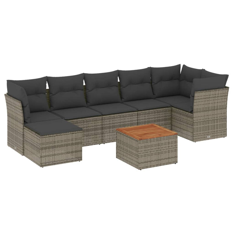 Set canapele de grădină cu perne, 8 piese, gri, poliratan
