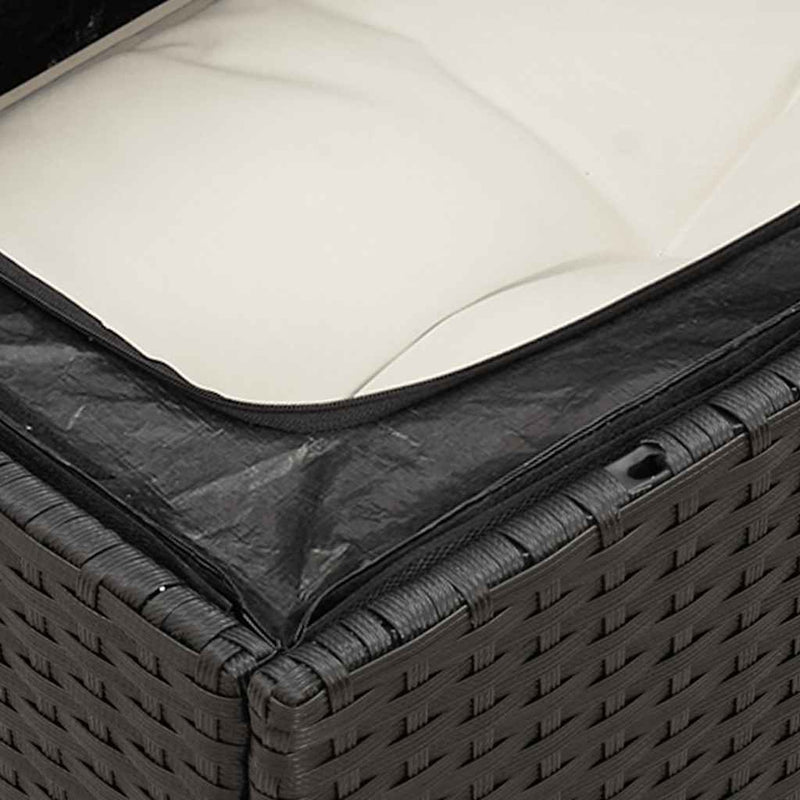 Set mobilier de grădină cu perne, 8 piese, negru, poliratan
