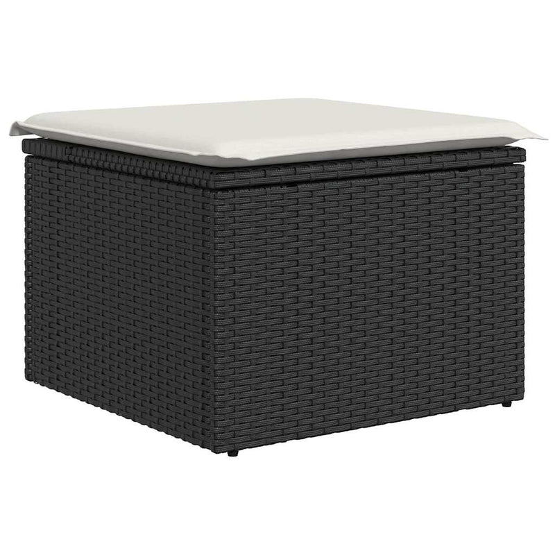 Set canapele de grădină cu perne, 11 piese, negru, poliratan