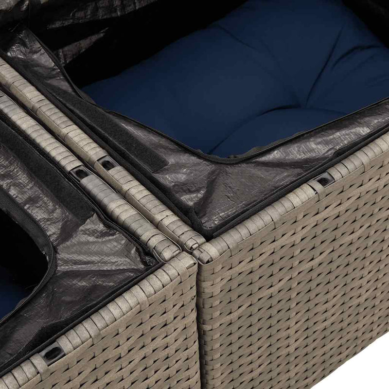 Set canapele de grădină cu perne, 10 piese, gri, poliratan