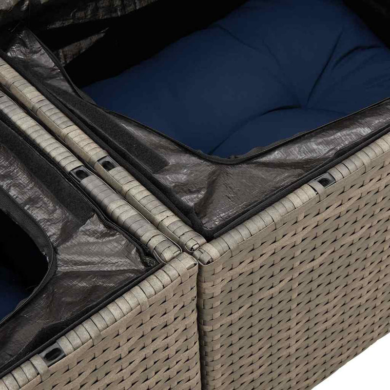 Set canapele de grădină cu perne, 10 piese, gri, poliratan