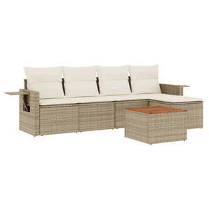 Set canapele de grădină cu perne, 6 piese, bej, poliratan