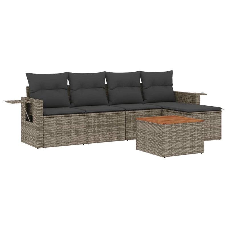 Set mobilier grădină cu perne, 6 piese, gri, poliratan