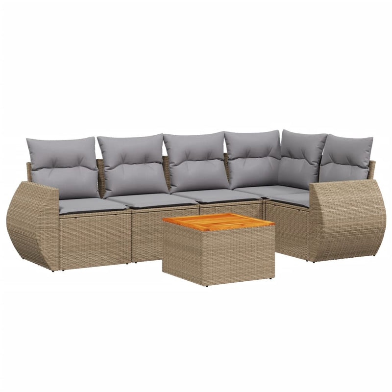 Set canapele de grădină cu perne, 6 piese, bej, poliratan