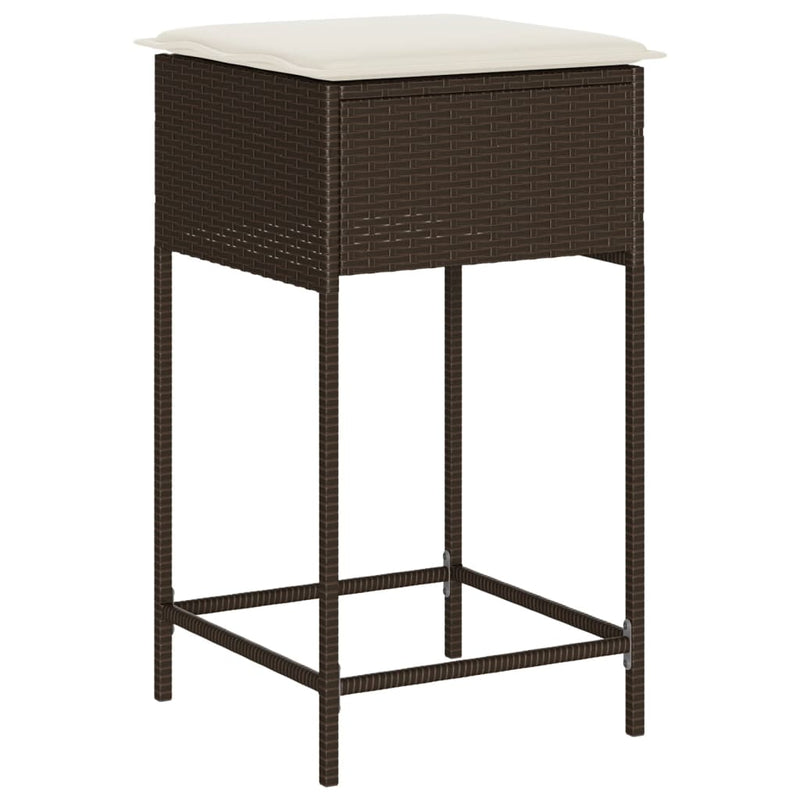 Set mobilier bar de grădină cu perne, 5 piese, maro, poliratan
