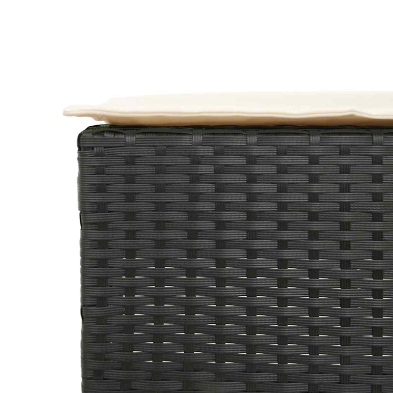 Set bar de grădină, 7 piese, cu perne, negru, poliratan