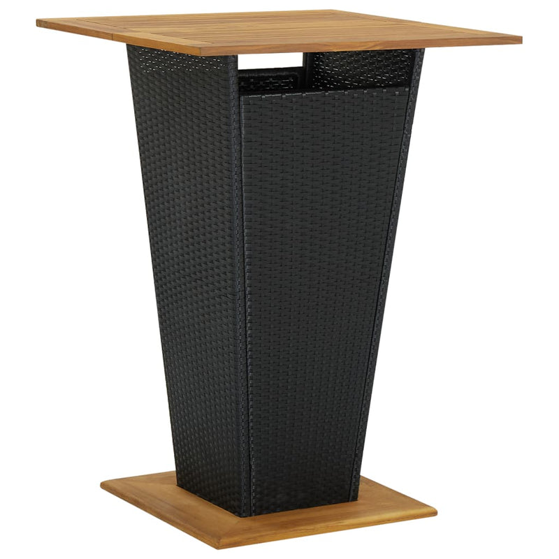 Set mobilier bar de grădină cu perne, 5 piese, negru, poliratan