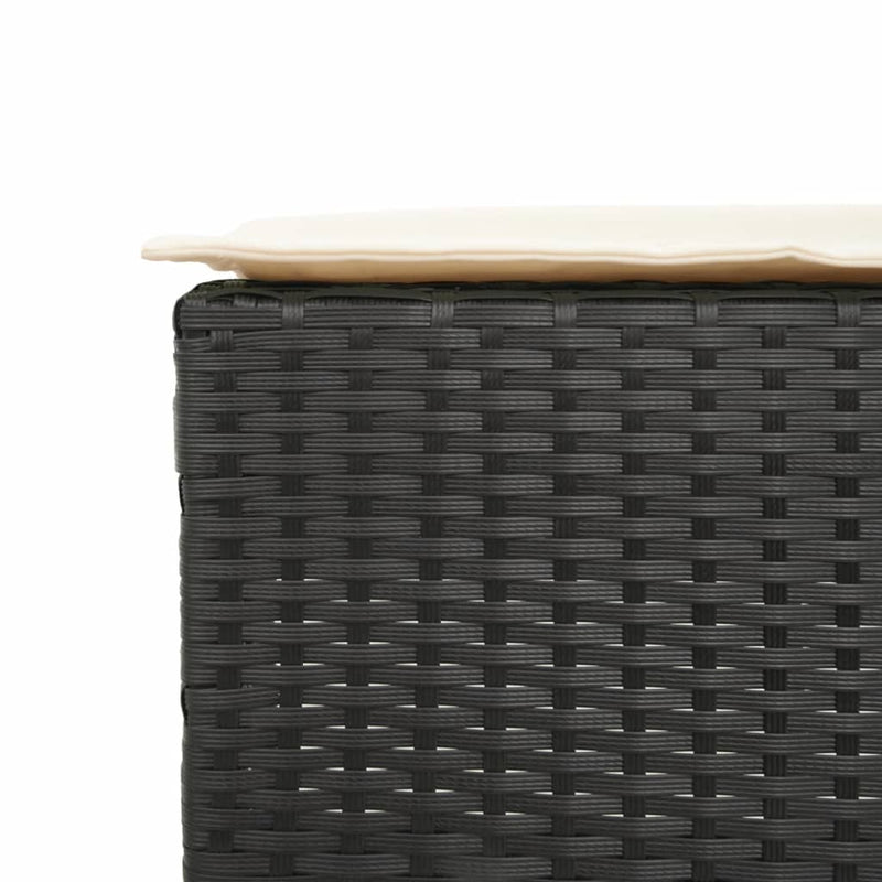 Set mobilier bar de grădină cu perne, 5 piese, negru, poliratan