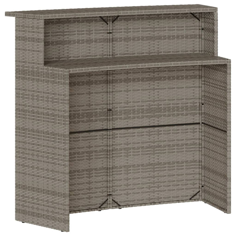 Set mobilier bar de grădină, cu perne, 5 piese, gri, poliratan