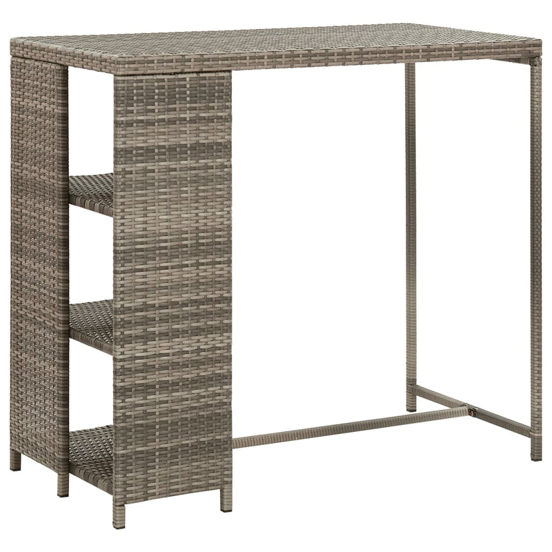 Set mobilier bar de grădină, cu perne, 3 piese, gri, poliratan