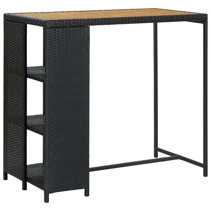 Set mobilier bar de grădină cu perne, 3 piese, negru, poliratan