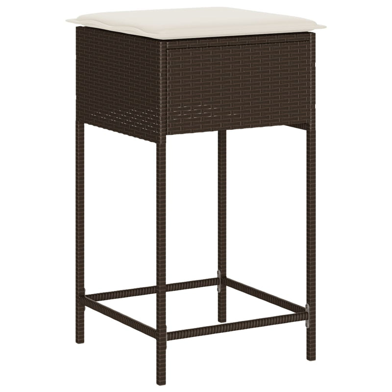 Set mobilier bar de grădină cu perne, 5 piese, maro, poliratan