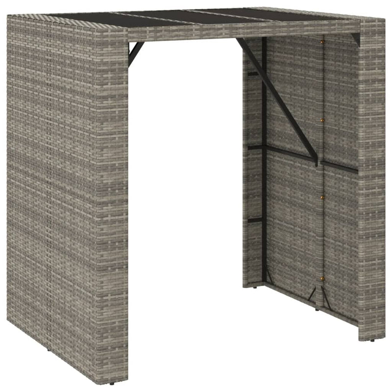 Set mobilier bar de grădină, cu perne, 5 piese, gri, poliratan