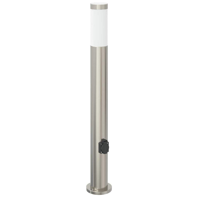 Stâlpi iluminatori cu priză, 3 buc., 80 cm, oțel inoxidabil, IP44