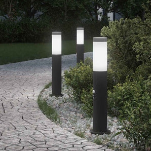 Stâlpi iluminatori cu senzor, 3 buc., 50 cm, oțel inoxidabil, IP44