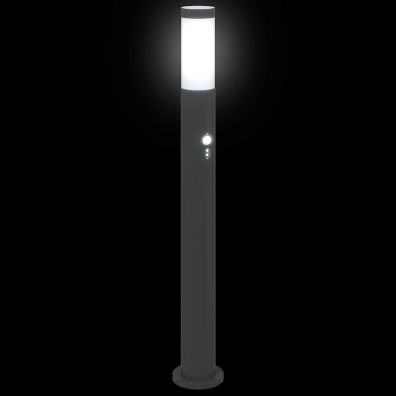Stâlpi iluminatori cu senzor, 3 buc., 80 cm, oțel inoxidabil, IP44