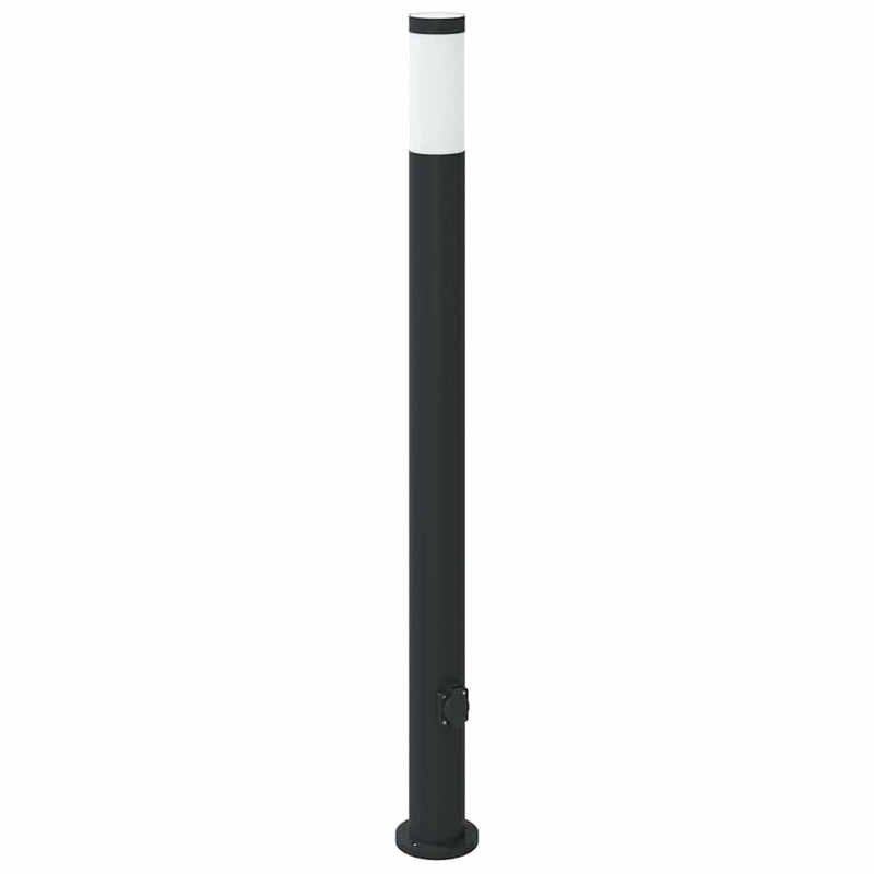 Stâlpi iluminatori cu priză, 3 buc., 110 cm, oțel inoxidabil, IP44