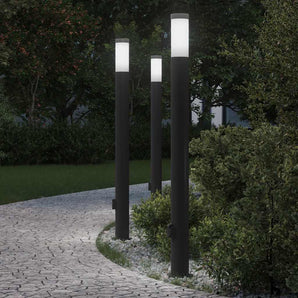 Stâlpi iluminatori cu priză, 3 buc., 110 cm, oțel inoxidabil, IP44