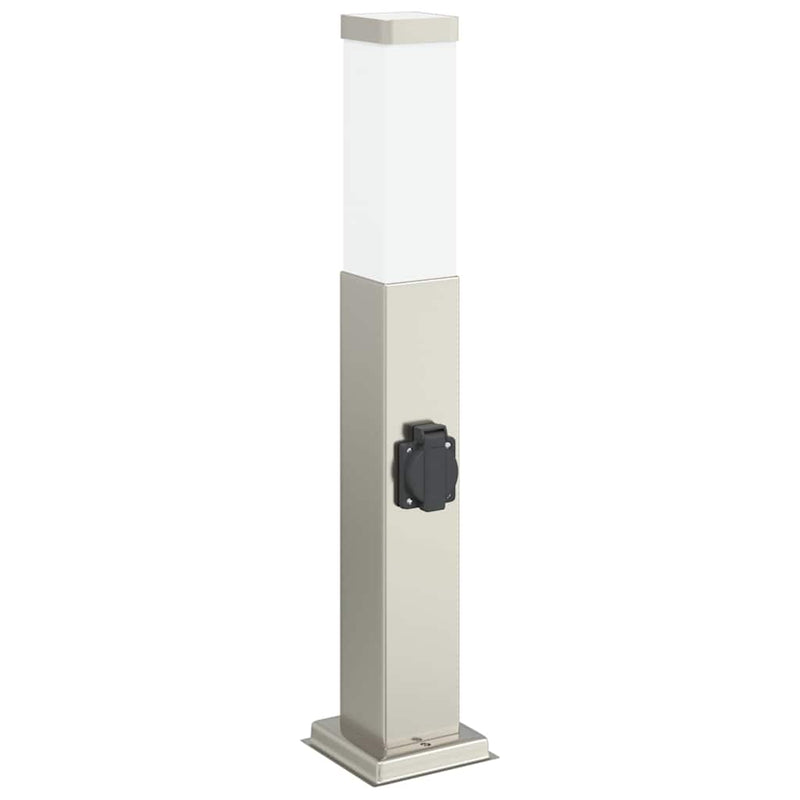 Stâlpi iluminatori cu priză, 3 buc., 50 cm, oțel inoxidabil, IP44