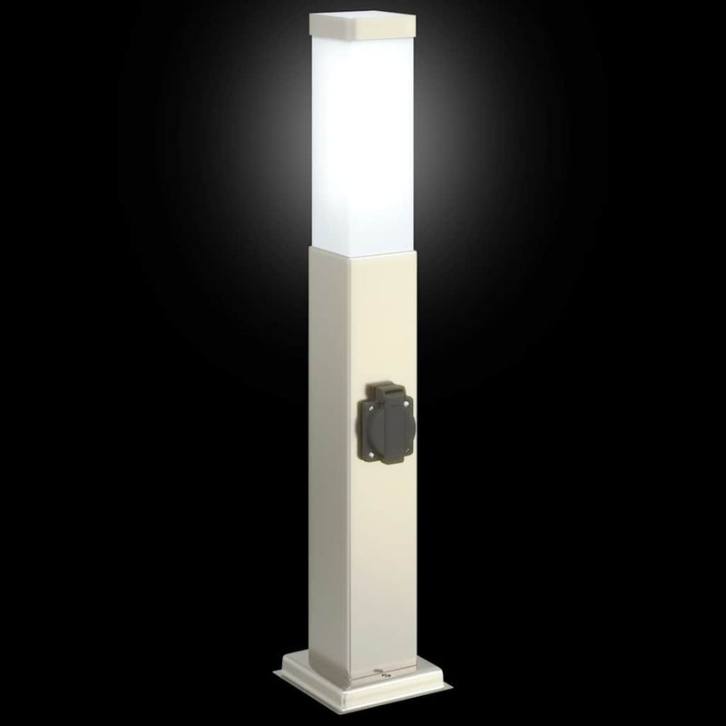 Stâlpi iluminatori cu priză, 3 buc., 50 cm, oțel inoxidabil, IP44