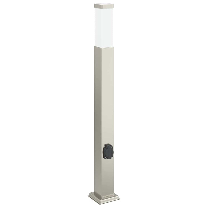Stâlpi iluminatori cu priză, 3 buc., 80 cm, oțel inoxidabil, IP44