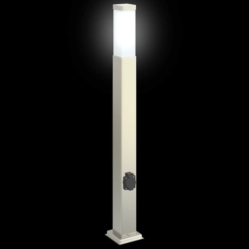 Stâlpi iluminatori cu priză, 3 buc., 80 cm, oțel inoxidabil, IP44