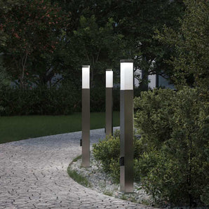Stâlpi iluminatori cu priză, 3 buc., 80 cm, oțel inoxidabil, IP44