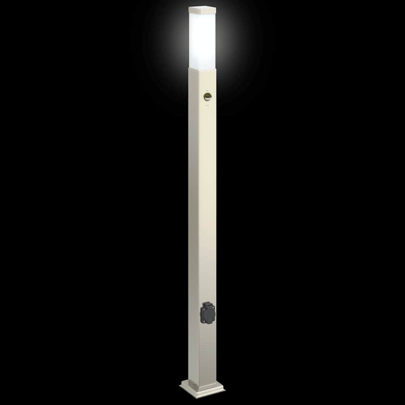 Stâlp luminos cu senzor și priză 110 cm oțel inoxidabil IP44