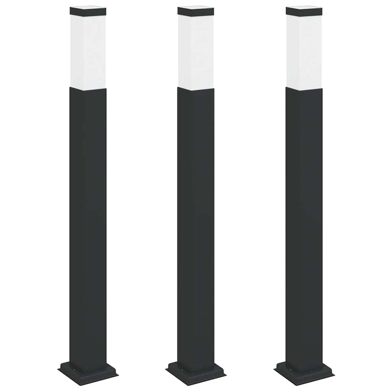 Stâlpi iluminatori 3 buc 80 cm Negru IP44